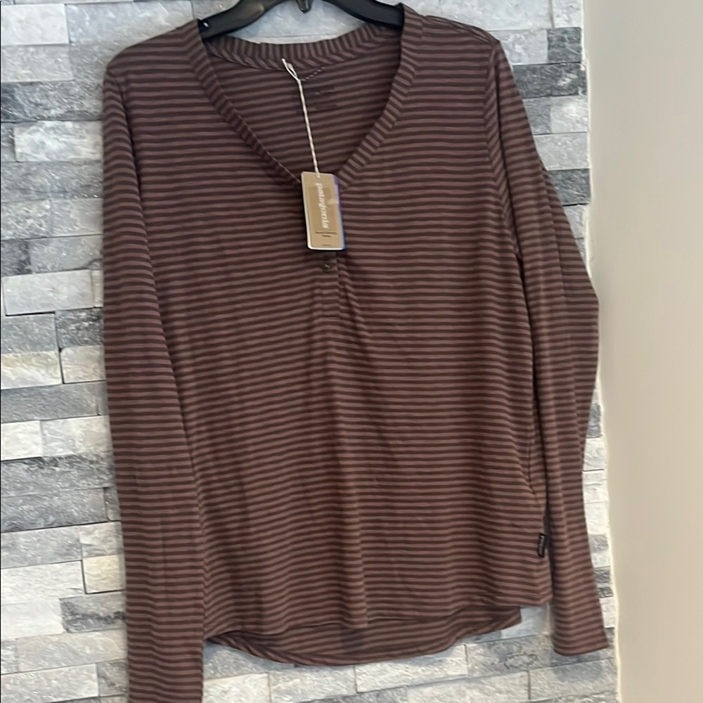 Patagonia Brown Striped Long Sleeve Tee